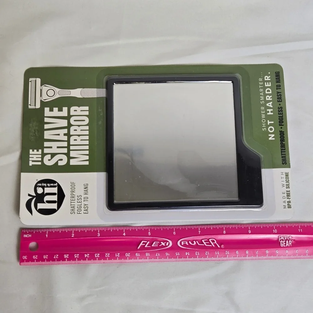 Hi Peach Layne Shave Mirror Black Shatterproof Fogless Easy To Hang New